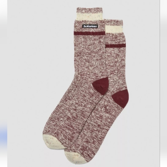 NWT Men's Dr. Martens Marl Burgundy and Cream Casual Socks - Picture 2 of 5